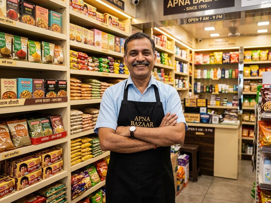 Indian shopkeeper with BizNear