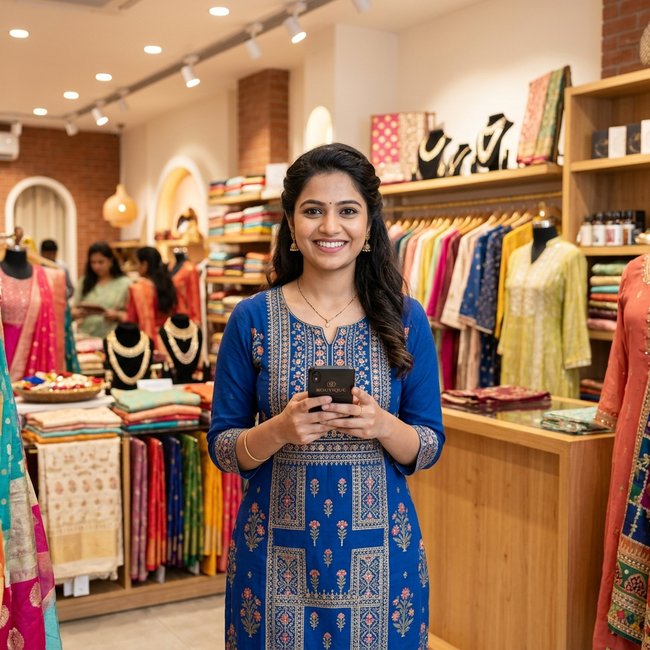 Indian businesswoman growing with BizNear